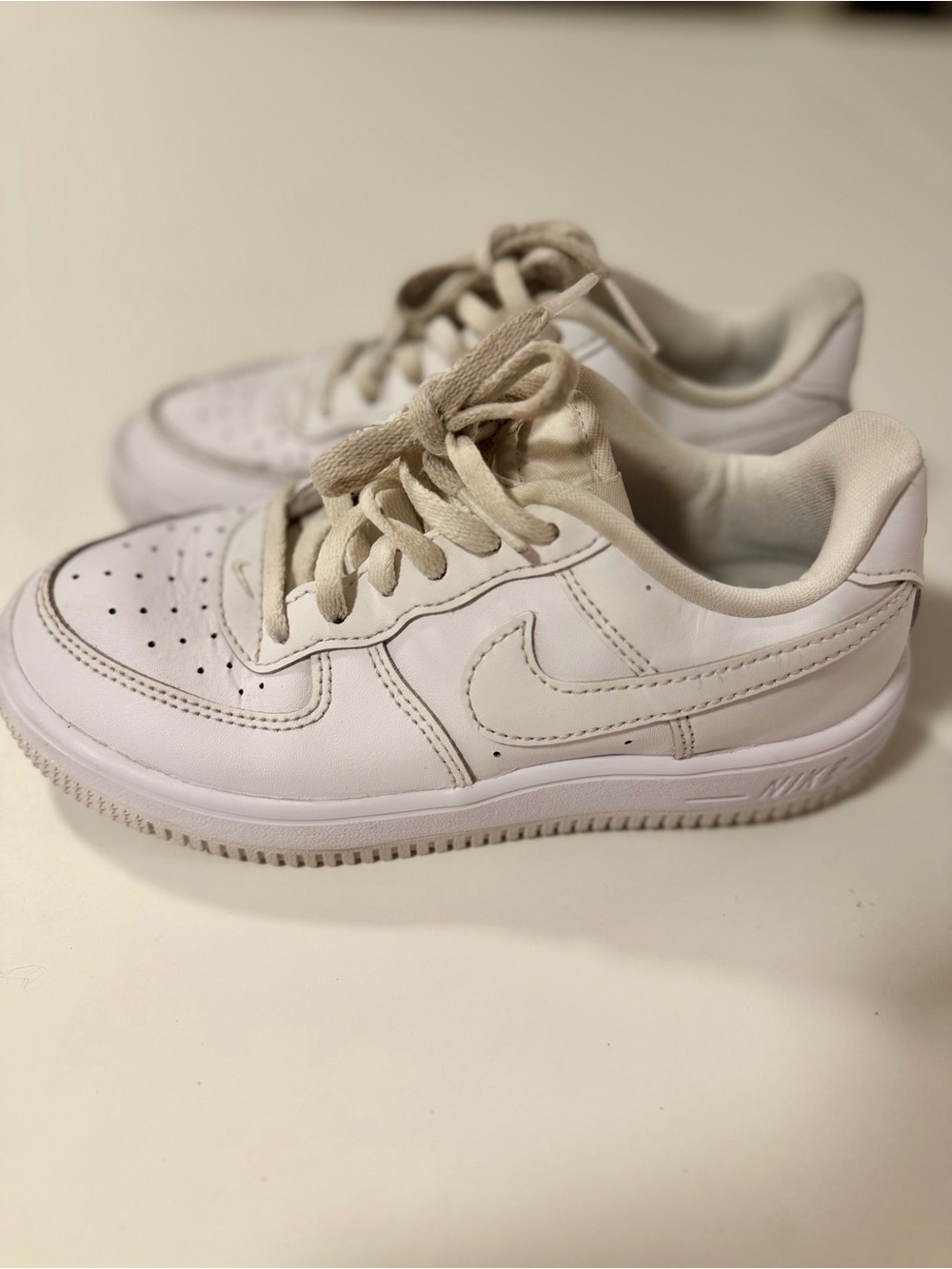 Nike Force 1 Low Kids 13.5C Triple White Leather Sneakers